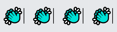Four turquoises emoji: Squishy hands all clapping in unison.
